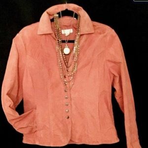 Pink Suede Snap Front Jacket   VS204